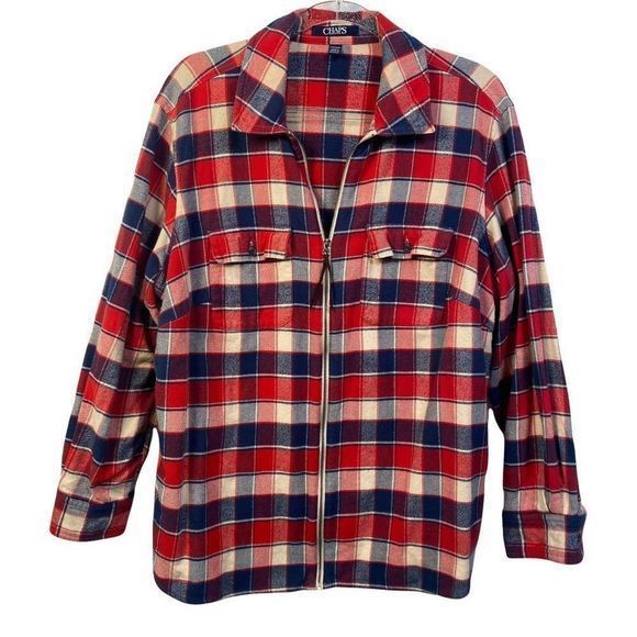 Chaps Flannel Shacket in Red and Blue VTG‎ - Picture 1 of 3